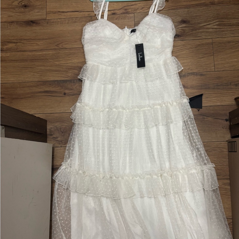 Lulu's Strapless White Tiered Dress